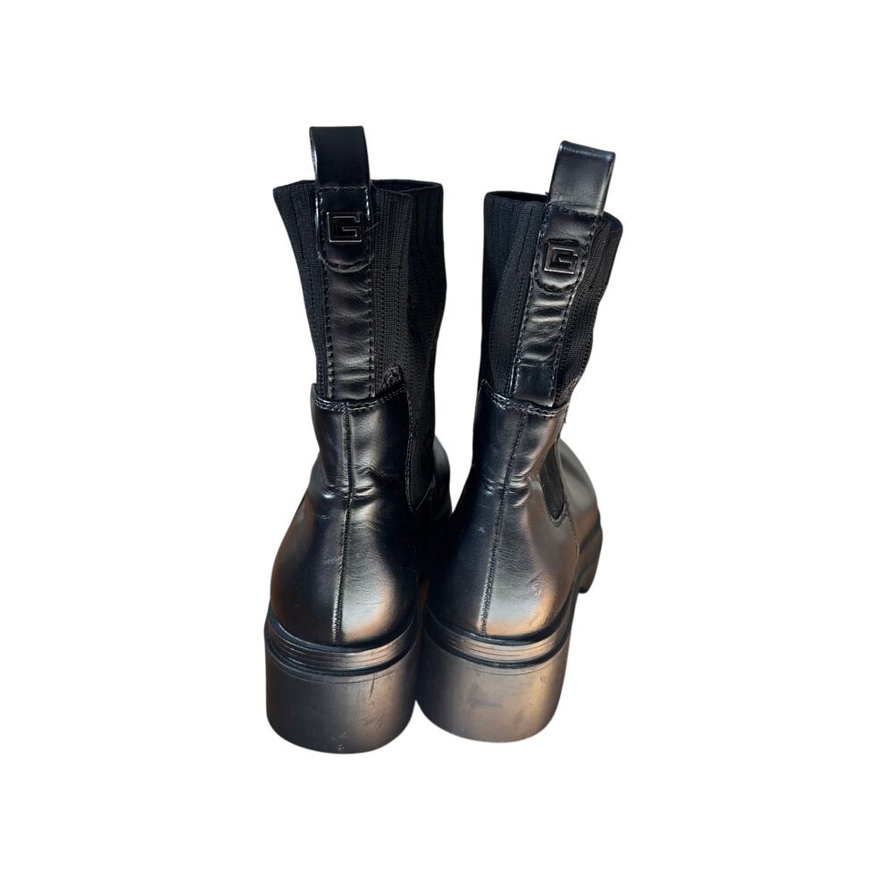Guess Black Leather Knit Ankle Boots Size 8M - Picture 6 of 10